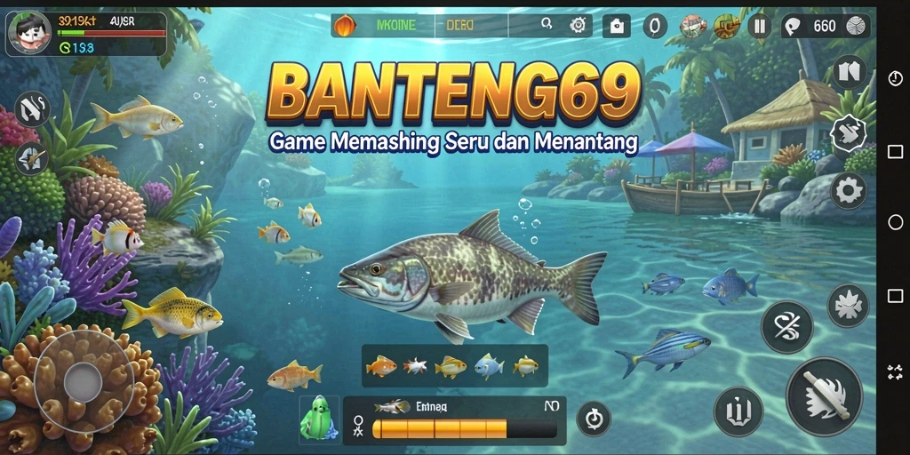 Screenshot gameplay BANTENG69 dengan fokus pada pengalaman memancing yang seru.