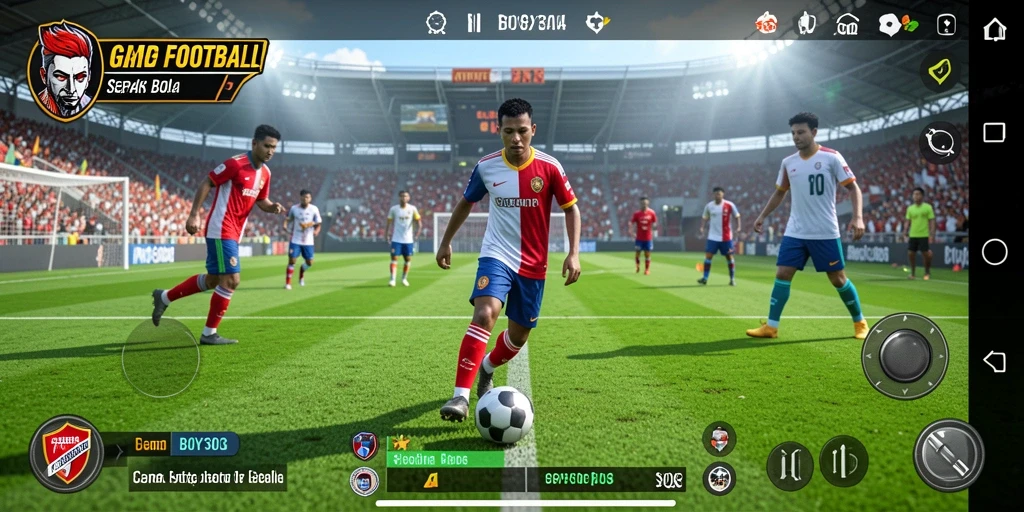 Tampilan gameplay mendebarkan dalam BOY303 yang menampilkan aksi sepak bola.