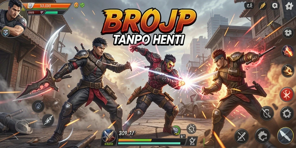 Tampilan gameplay BROJP yang intens dan penuh aksi.