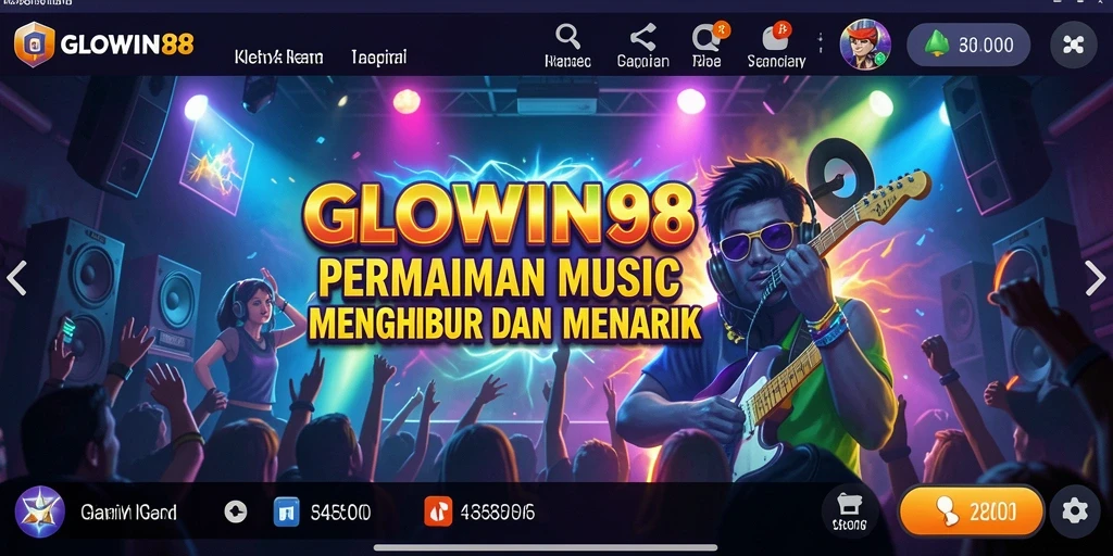 Tampilan gameplay GLOWIN88 yang menarik dengan musik interaktif.
