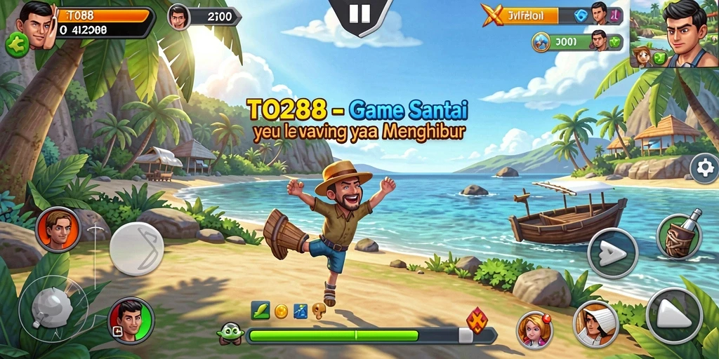 Tampilan screenshot utama TO288 menampilkan gameplay santai dan penuh warna.
