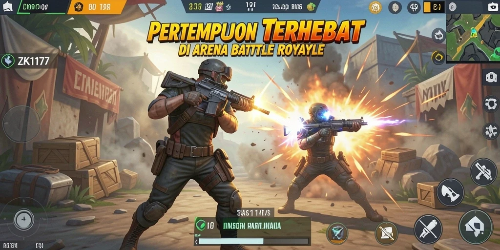 Tampilan gameplay mendebarkan dalam arena Battle Royale.